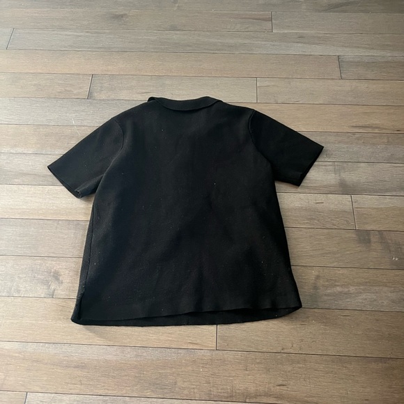 Black short sleeve knit polo gold zipper - Picture 2 of 2